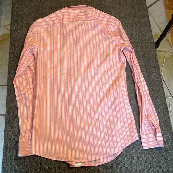 Lacoste Pink Orange Striped Button-Up Shirt sz 39 - Picture 8 of 8
